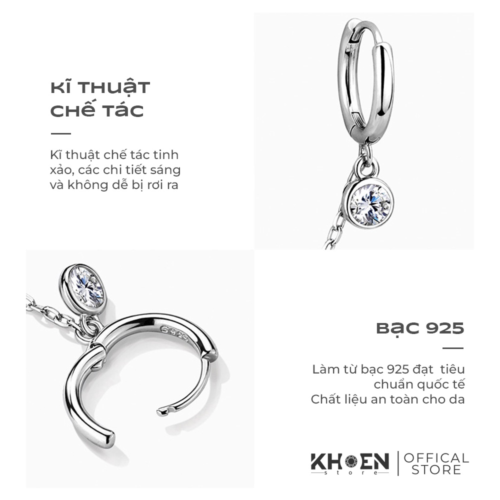 Khuyên tai  Khuyên xích Merci  - xi bạc 925