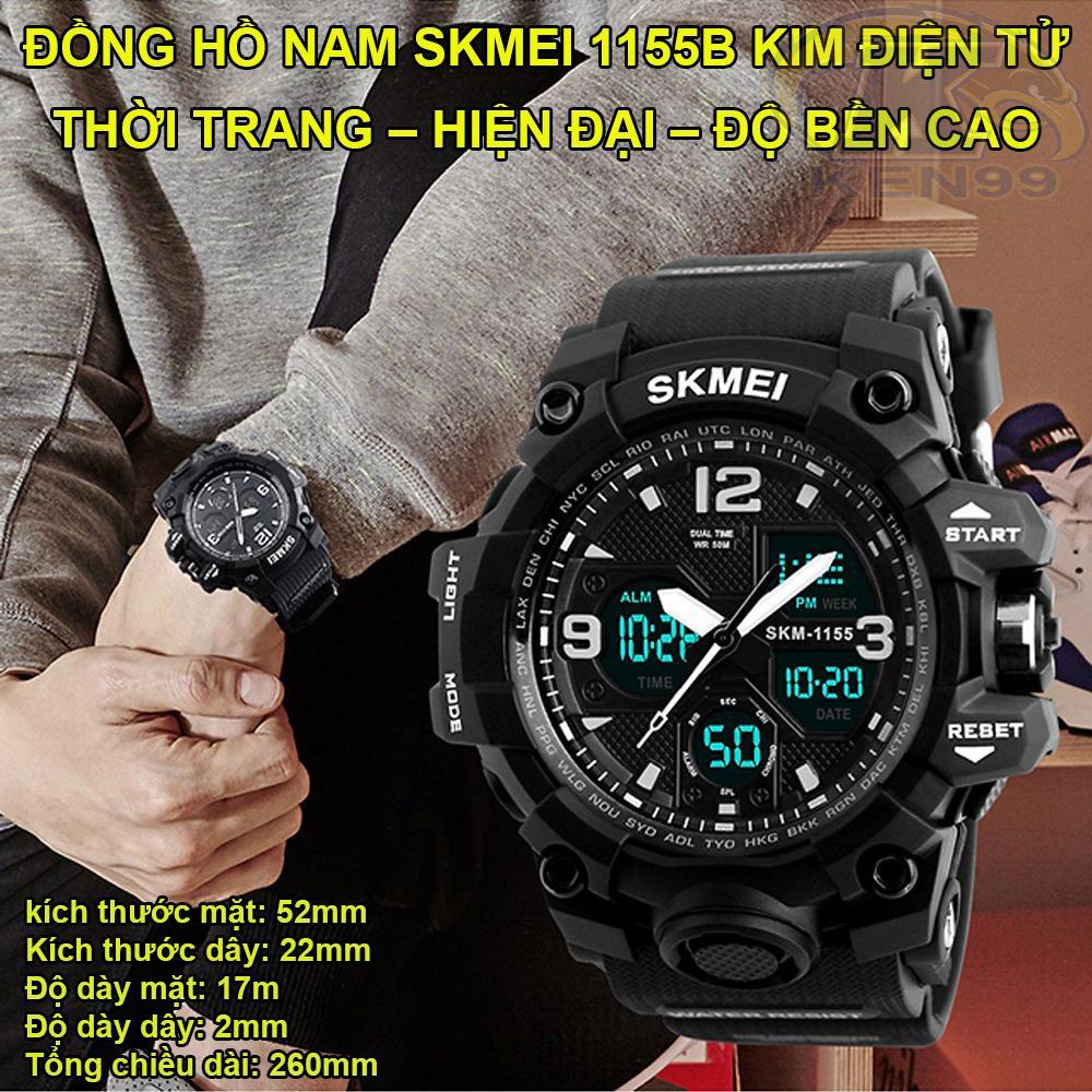 Đồng hồ Nam Skmei 1155B Kim Điện Tử, Phiên Bản Nâng Cấp Mới 2019, Kiểu Dáng Thể Thao, Chất Lượng, Độ Bền Cao