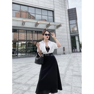 SET ÁO SƠ MI THÔ HÀN CHÂN VÁY LỤA ĐUÔI CÁ HOT HIT