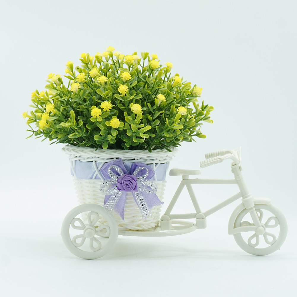 Giỏ Hoa Nhân Tạo Trên Xe Ba Bánh Để Bàn Trang Trí Xinh Xắn