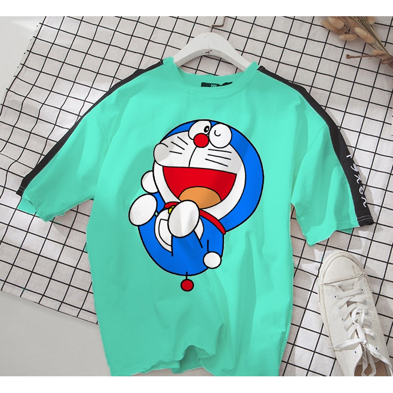 Áo thun unisex cotton Doraemon bay nhảy dễ thương