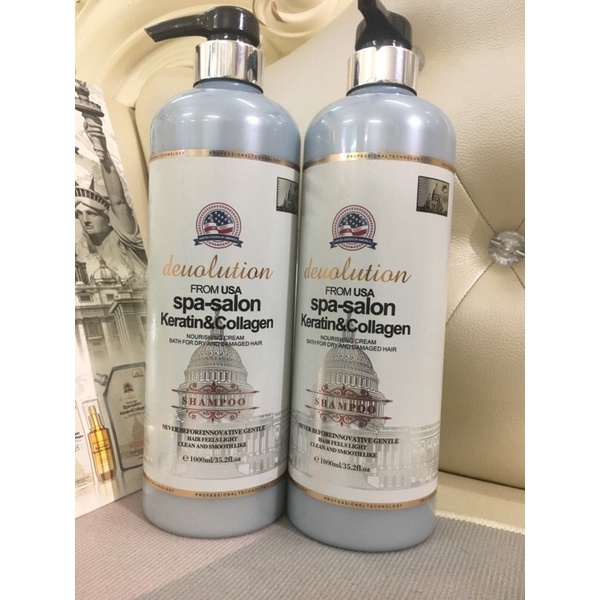 (Chính hãng Dầu gội xả deuolution spa salon keratin collagen hương thơm mềm mượt