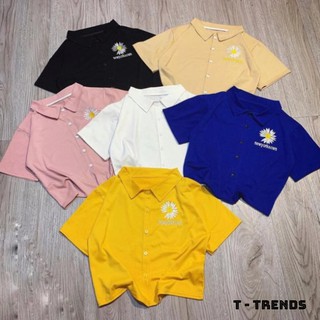 Áo croptop khuy bấm ullzang dưới 58kg - Thêu hoa cúc