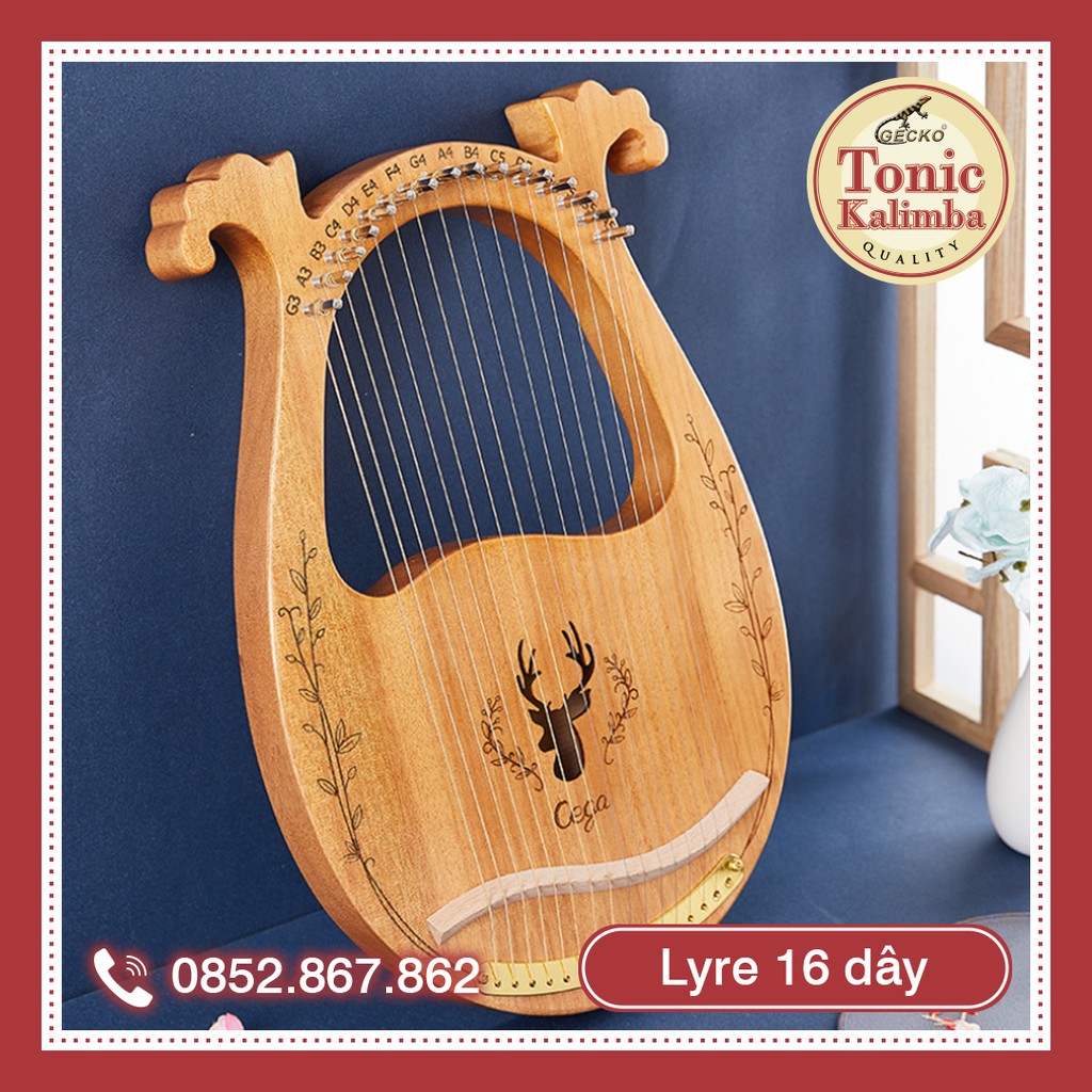 [LYRE 16 DÂY CEGA] Giao 2h Đàn lyre 16 dây Cega-M16 Tặng cây chỉnh dây, khăn lau mua kèm kalimba giá sốc