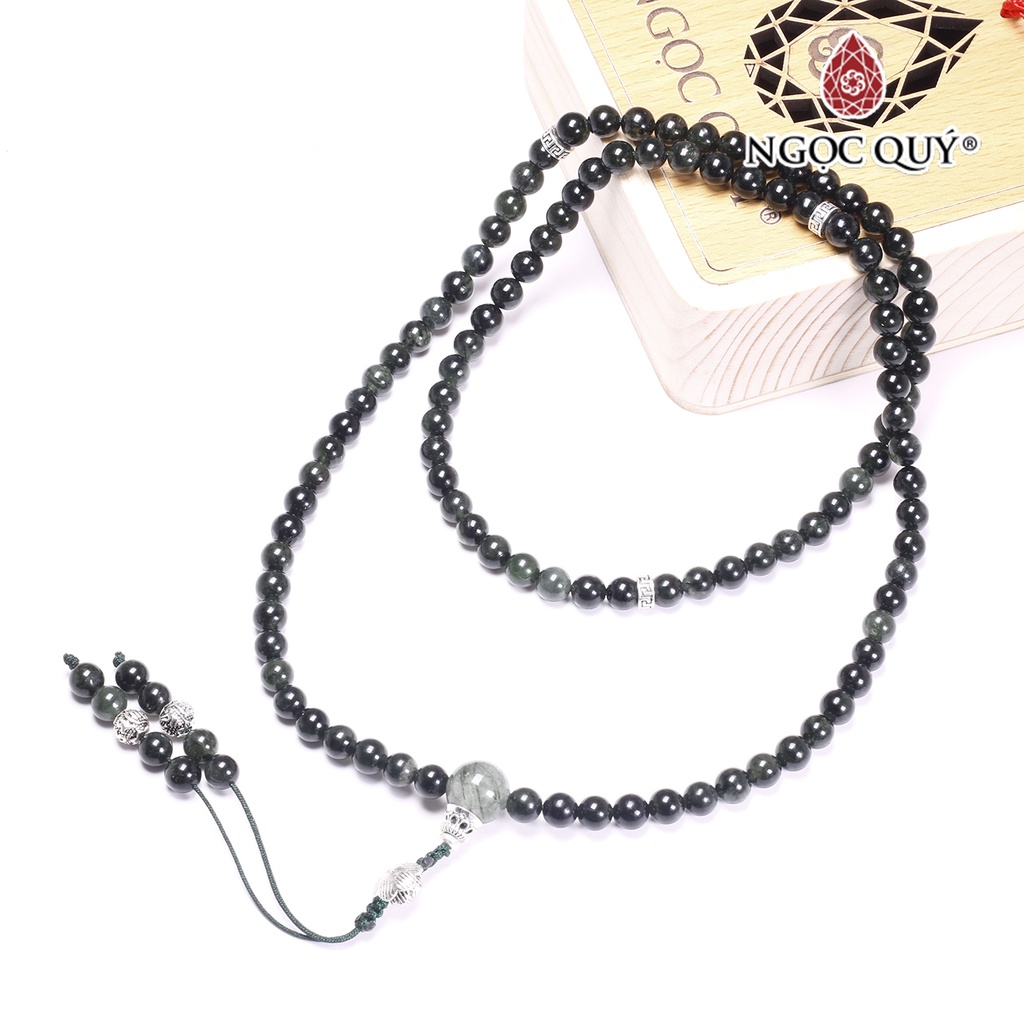 Vòng chuỗi 108 hạt thạch anh tóc xanh - Ngọc Quý