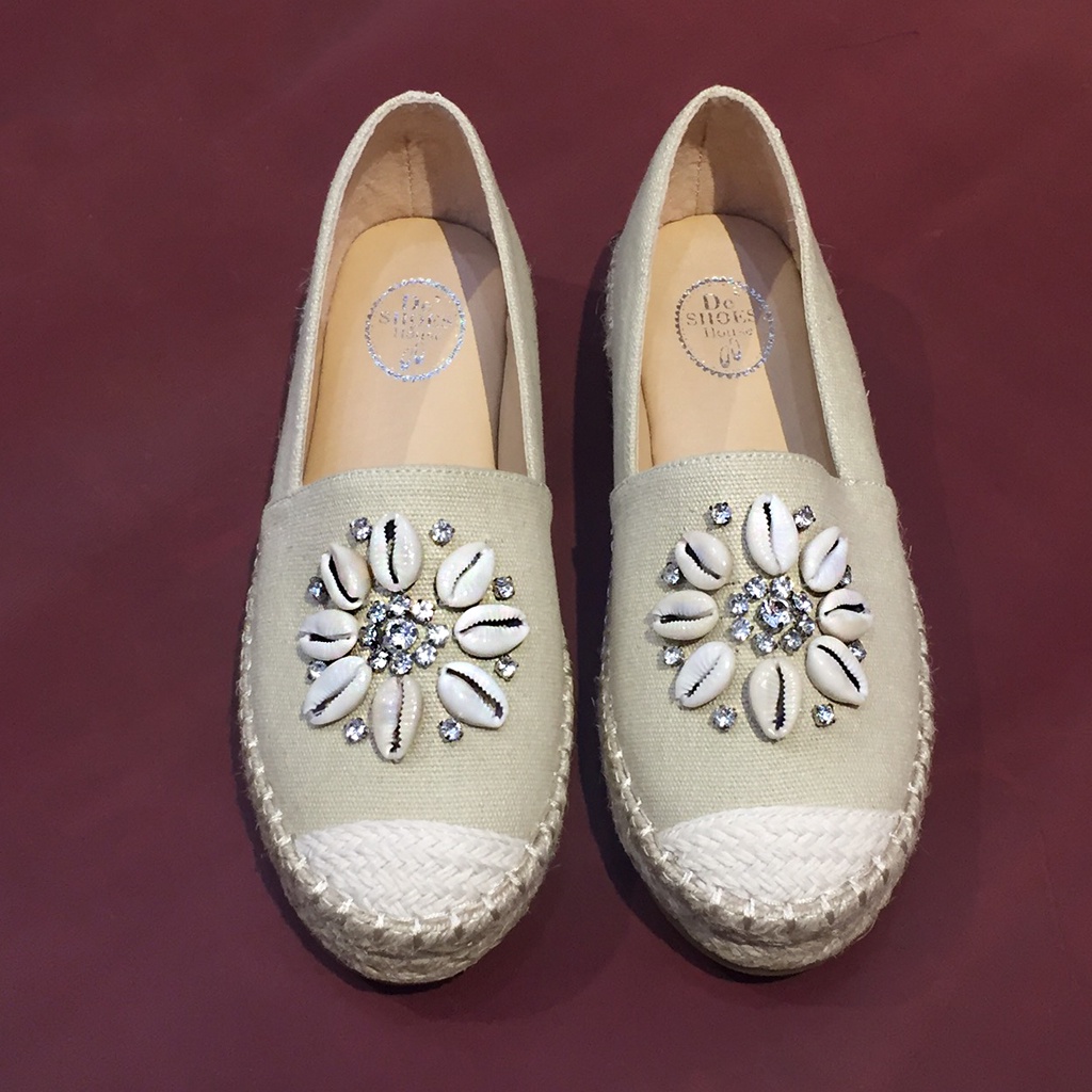 Giày Slip On Nữ Ngoại Cỡ Big Size 40 41 Viền Đế Cói Siêu Nhẹ Êm Chân De'shoeshouse Thái Lan