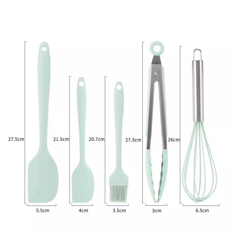 5 Bộ dao, dụng cụ vét bột và cọ quét dầu có chất liệu silicone máy đánh trứng dụng cụ làm bánh dụng cụ nhà bếp khuôn