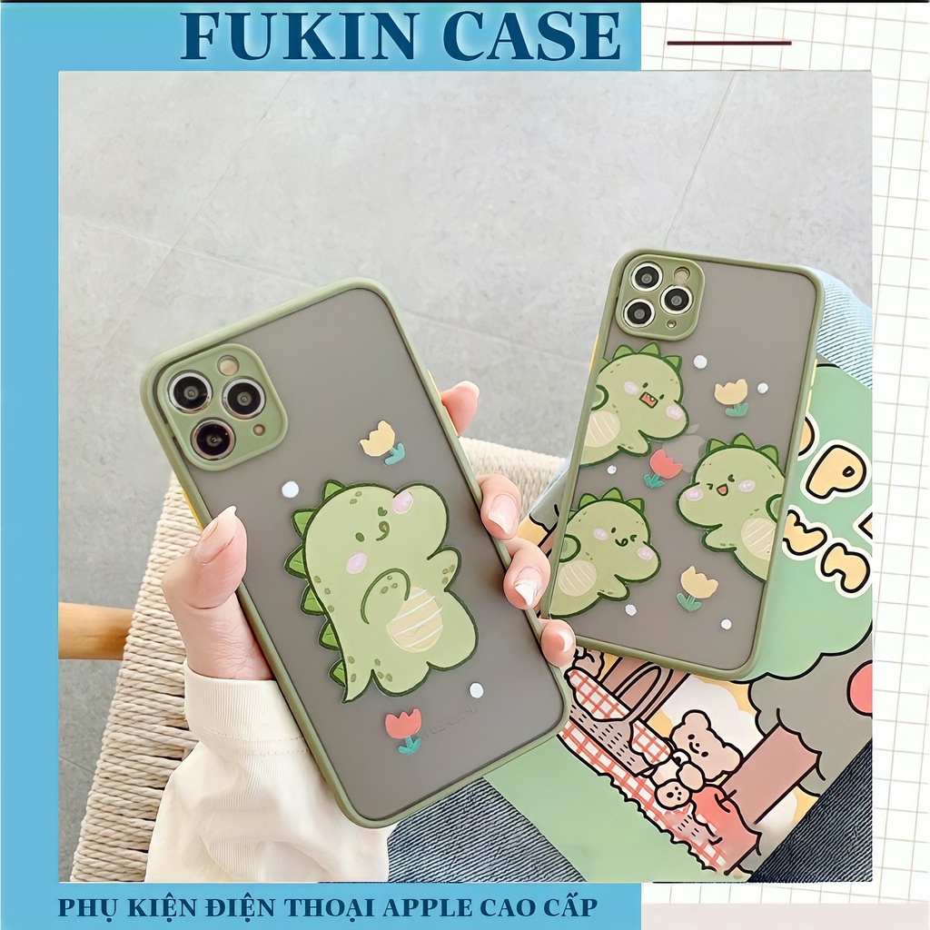 Ốp lưng iphone - Ốp iphone Little Dino nhám viền nổi 6/6plus/6s/6splus/7/7plus/8/8plus/x/xs/11/12/pro/max/plus/promax