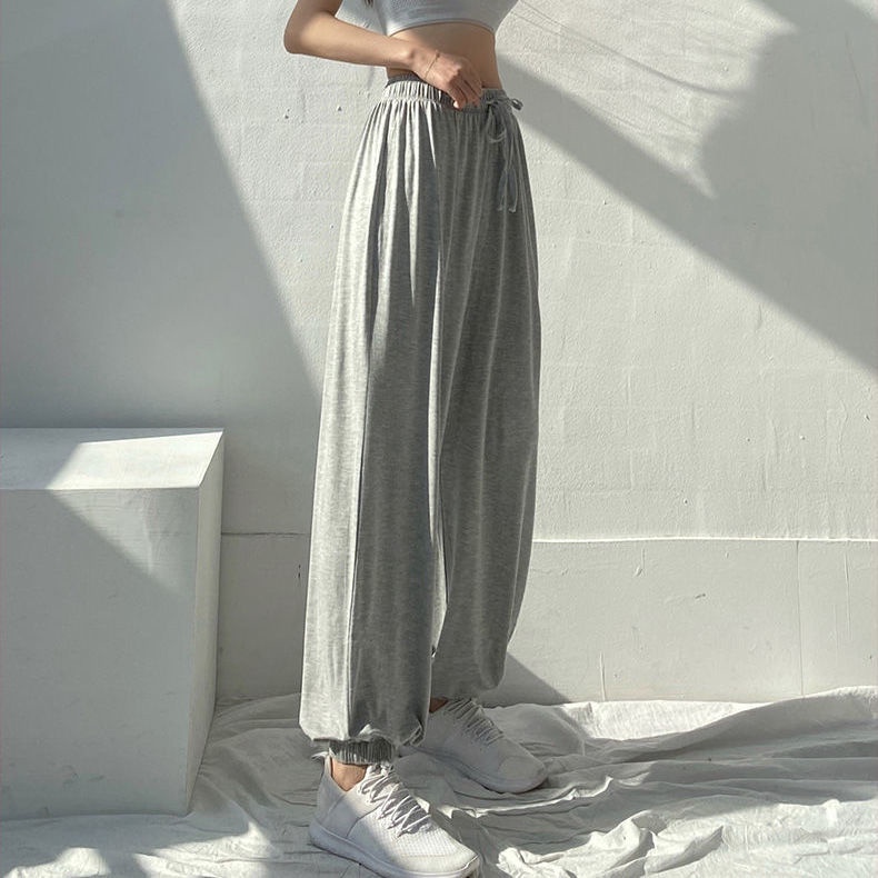 Quần Jogger Ống Rộng Lưng Cao Thời Trang Mùa Hè Cho Nữ