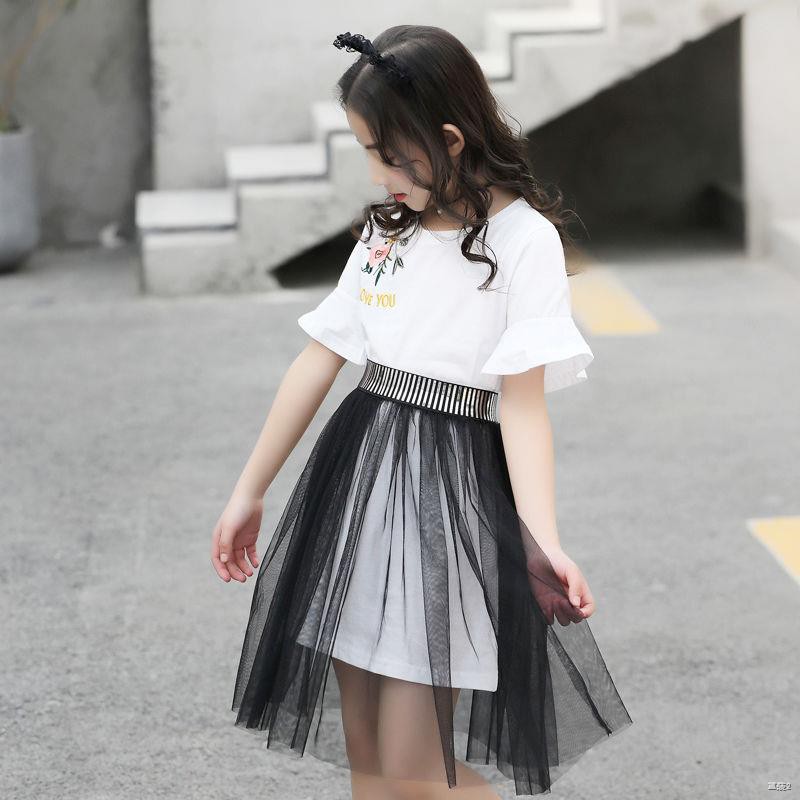 Bộ đồ bé gái 2020 xuân hè phiên bản mới Hàn Quốc quần áo trẻ em cỡ lớn siêu tây chân váy thun nữ