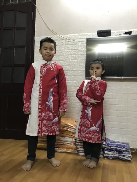 Áo dài gấm Thượng Hải bé trai đủ size 18-35kg- Hàng cao cấp chất gấm rất đẹp