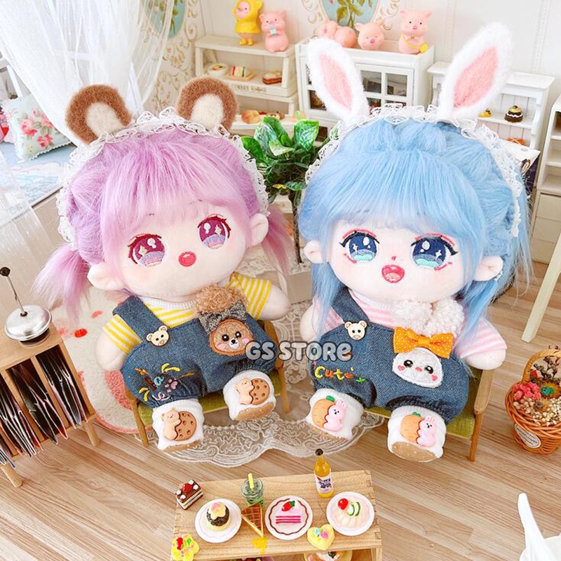 Búp Bê Mặc Yếm Sọc 20cm Đáng Yêu