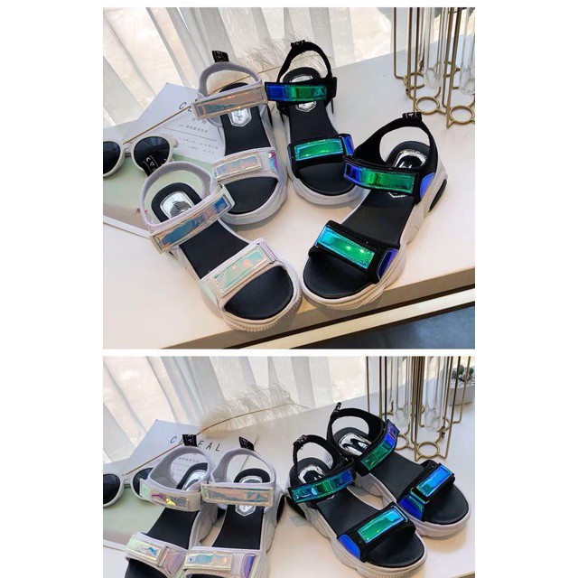 (Order 7-15 ngày) Sandals ulzzang hologram cao 4cm (chọn lên 1 size so với bình thường)