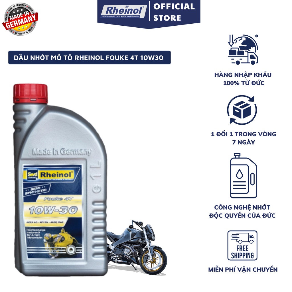Dầu Nhớt mô tô Rheinol FOUKE 4T 10W30 - Hàng nhập khẩu Đức 1L
