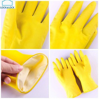 Găng tay cao su tự nhiên Lock&Lock ETM803Y Size M [32CM] ETM804Y Size S [26CM] Màu Vàng