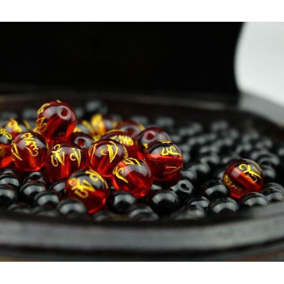 1-5 viên Lu thống đá,nhựa in chú đại bi 8mm, 10mm , 12mm làm vòng tay phong thủy