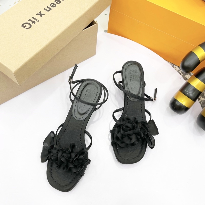 Sandal quai nơ ngang gót nhú fullbox hàng quảng châu cao cấp