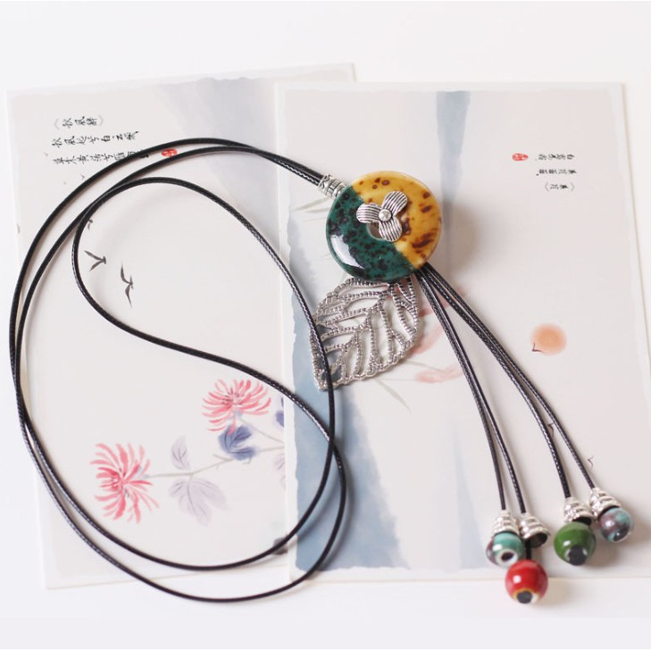 Vòng cổ gốm mix hoa lá dễ thương VGOM58
