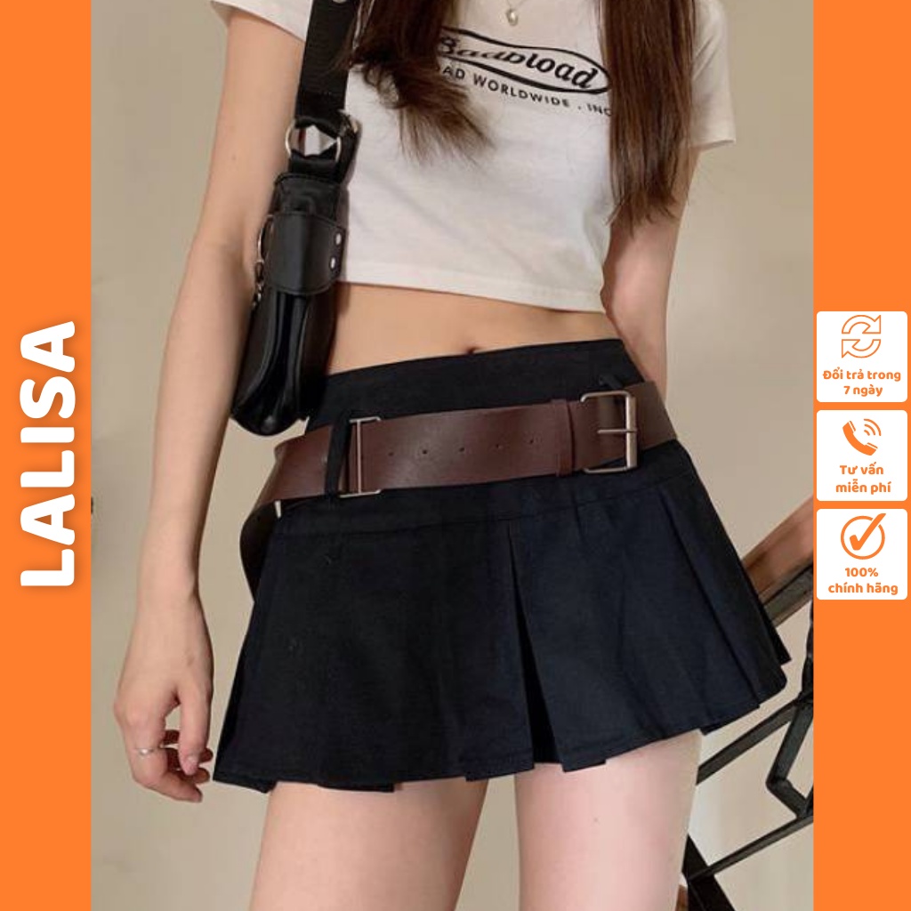 Chân Váy Lưng Cao LALISA Chân Váy Chữ A Thiết Kế Hàn Quốc Dáng Xòe Xếp Ly Phù Hợp Đi Chơi, Đi Dạo Phố CV009