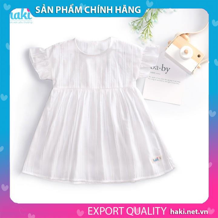 Váy bé gái liền vai tay quấn bèo-HK516, hàng xuất khẩu chính hãng HAKI