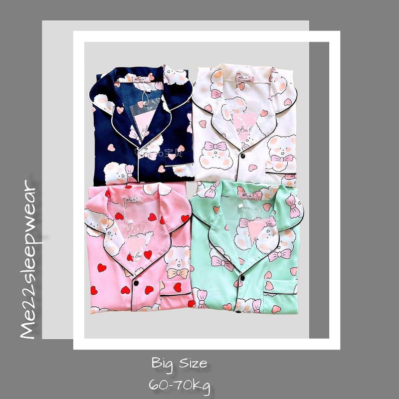 Bộ Lụa Me22 Sleepwear & Homewear Hoạ Tiết Gấu Bông Pijama Thời Trang Nữ Mặc Nhà
