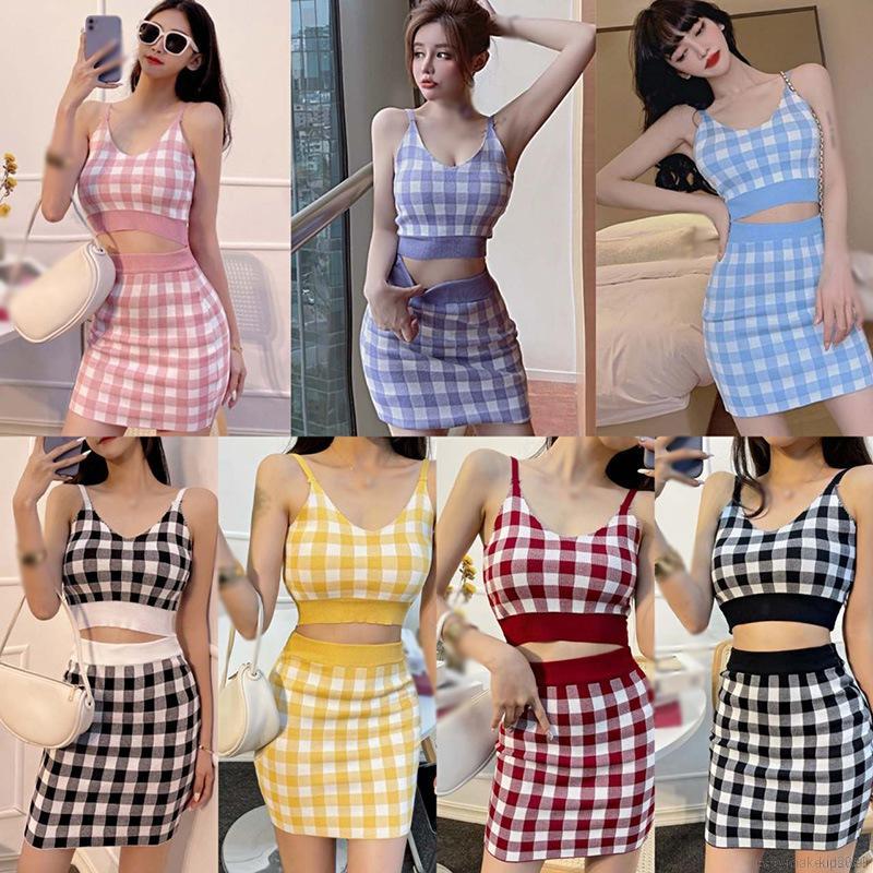 Set Áo Hai Dây Và Chân Váy Dệt Kim Phong Cách Hàn Quốc Cho Nữ | BigBuy360 - bigbuy360.vn