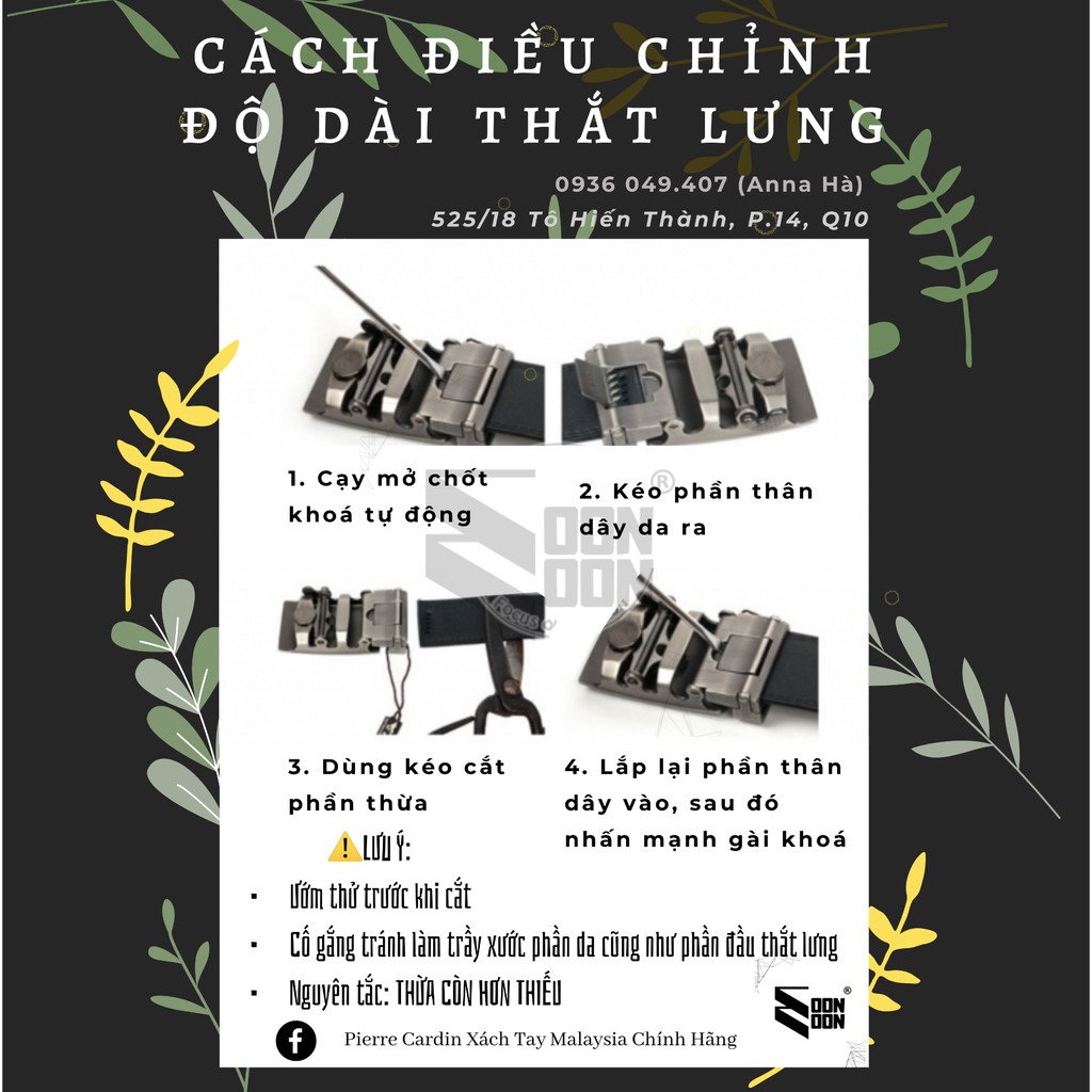 Thắt Lưng Nam Da PIERRE CARDIN Cao Cấp Thời Trang Auth Malaysia SALE 50% PC10