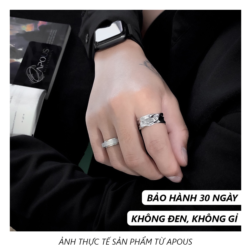 Nhẫn nam nữ Basic Bling Ring - Thép không gỉ - Phụ kiện trang sức Unisex Apous