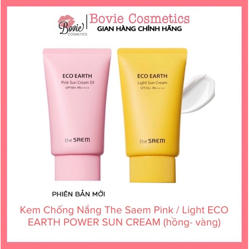 Kem chống nắng The Saem Eco Earth Power Light / Pink Sun Cream SPF50+ PA++++ [ Vàng - Hồng ] 50ml