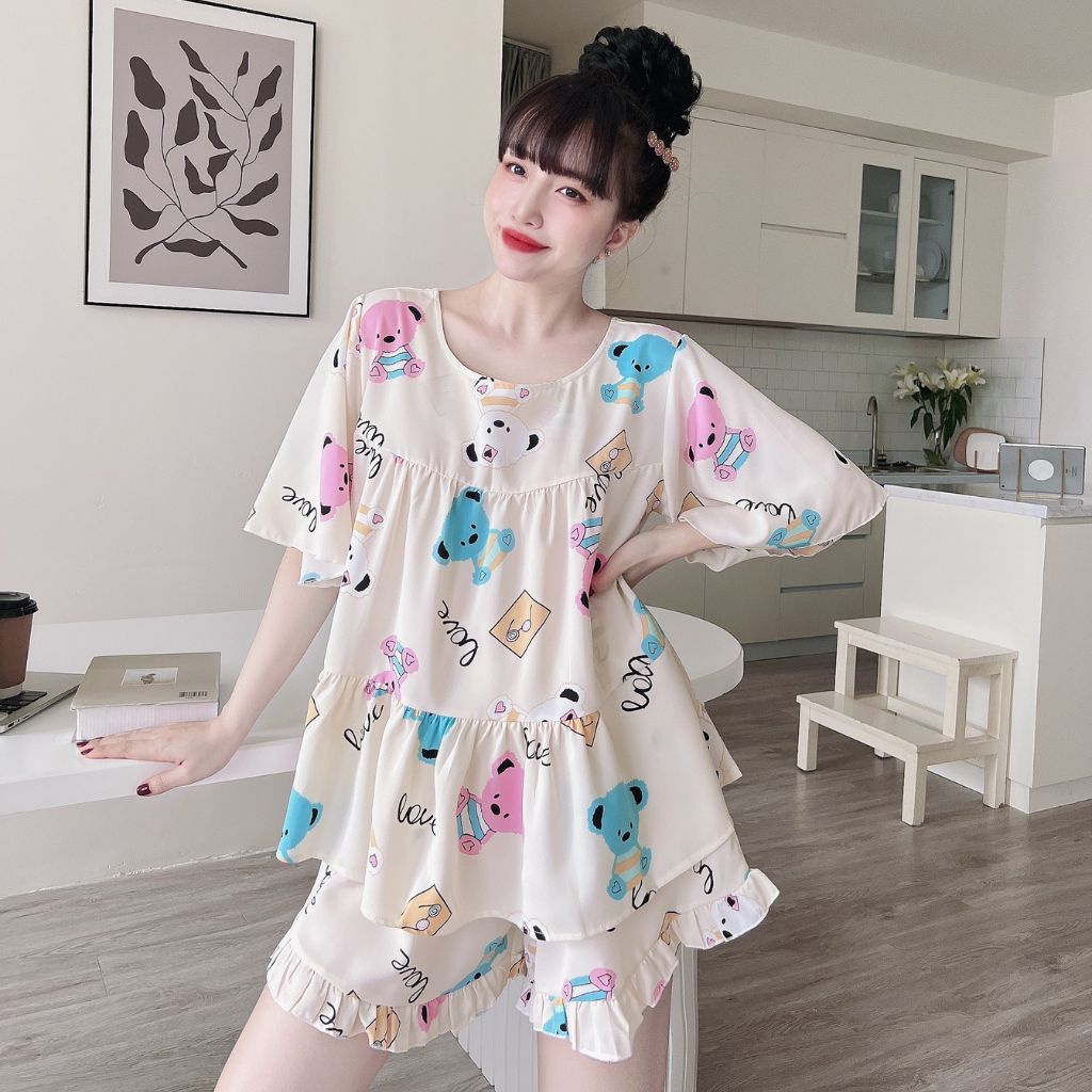 Đồ Ngủ Nữ Bigsize MIKY, Đồ Ngủ Bigsize lụa Mango cao cấp mềm mại xinh xắn < 82KG