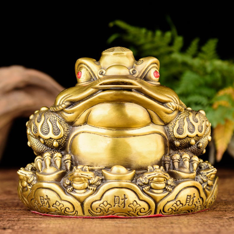 Tượng Thiềm thừ cóc ba chân tròn cỡ đại bằng đồng thau phong thủy Hồng Thắng