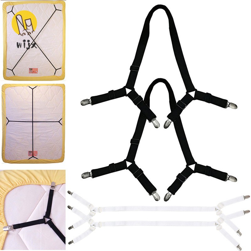 Set 2 dây kẹp cố định tấm trải giường WiJx co giãn có thể điều chỉnh độ dài