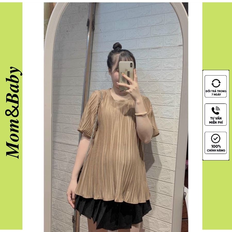 Áo bầu ngắn tay dập nhăn thời trang thiêt kế Mom and Baby M545