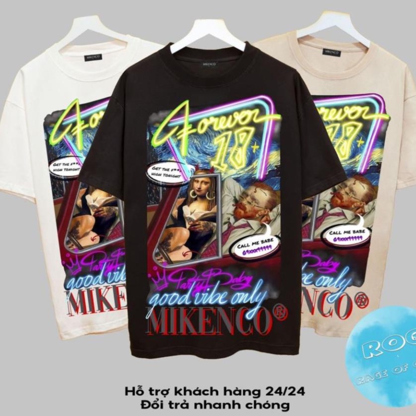 Áo thun tay lỡ MIKENCO 18+ Streetwears SG , Áo thun unisex nam nữ from rộng oversize chất liệu cotton