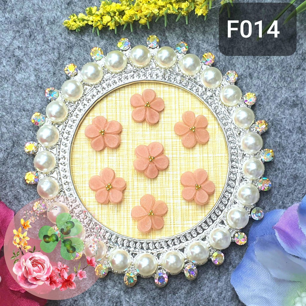 Mẫu: F014 . Hoa bột &quot;Mai 2 tầng&quot; đính móng siêu xinh.