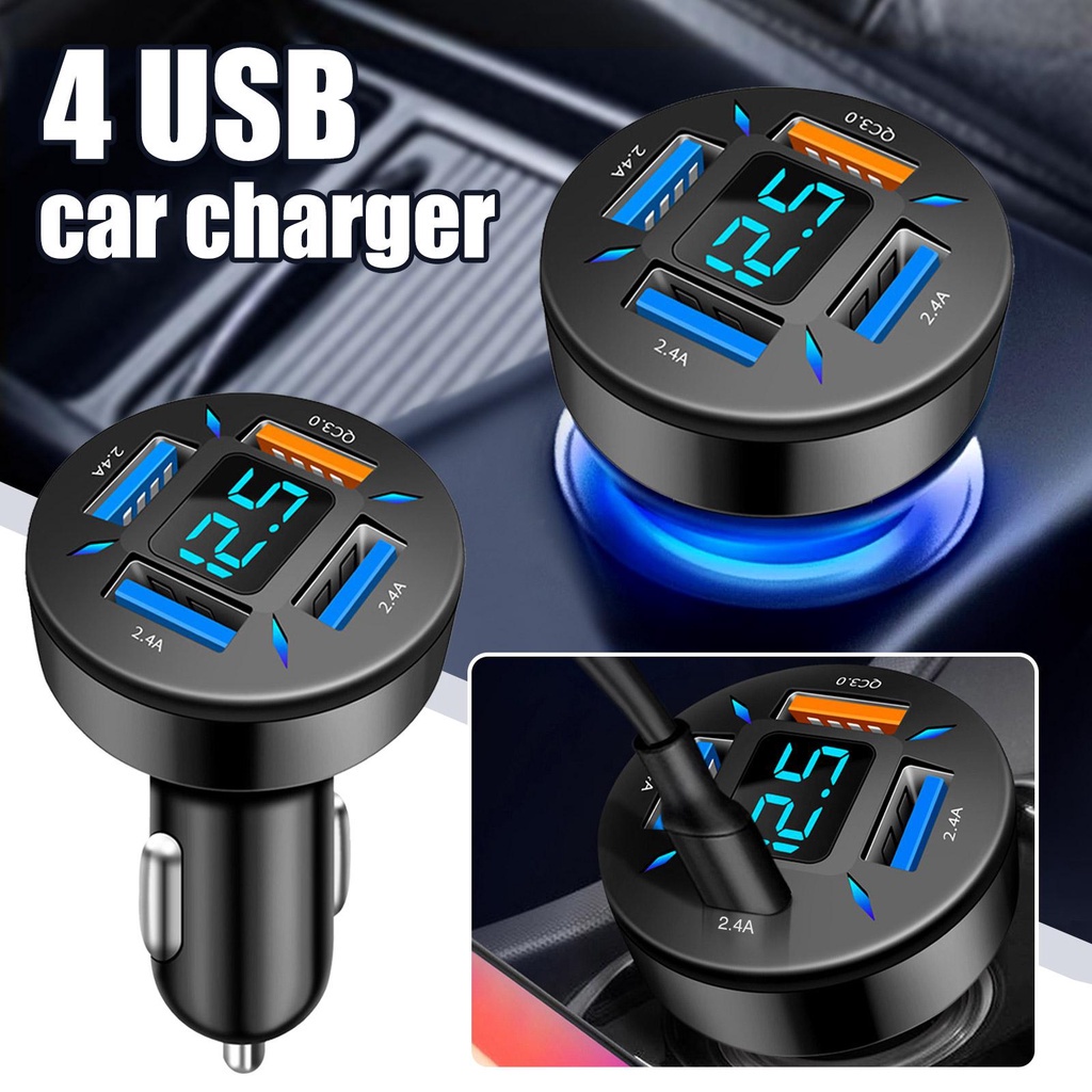 Tẩu Sạc Nhanh 4 Cổng Usb H3F7 Cho Điện Thoại Di Động Trên Xe Hơi