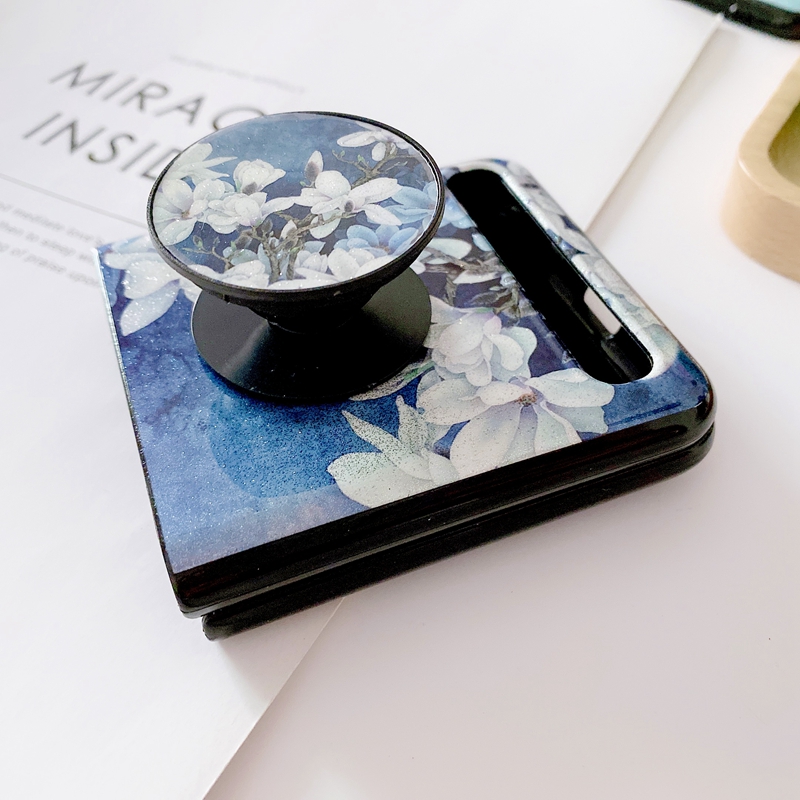 Bao Da Điện Thoại Họa Tiết Hoa Lấp Lánh Cho Samsung Galaxy Z Flip Giá Đỡ