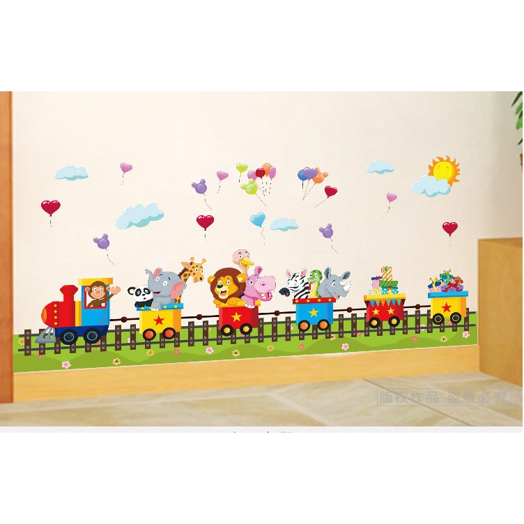 🚉🚉Tranh decal dán tường ĐV VÀ ĐOÀN TÀU cho bé - Decal dán tường🚉🚉