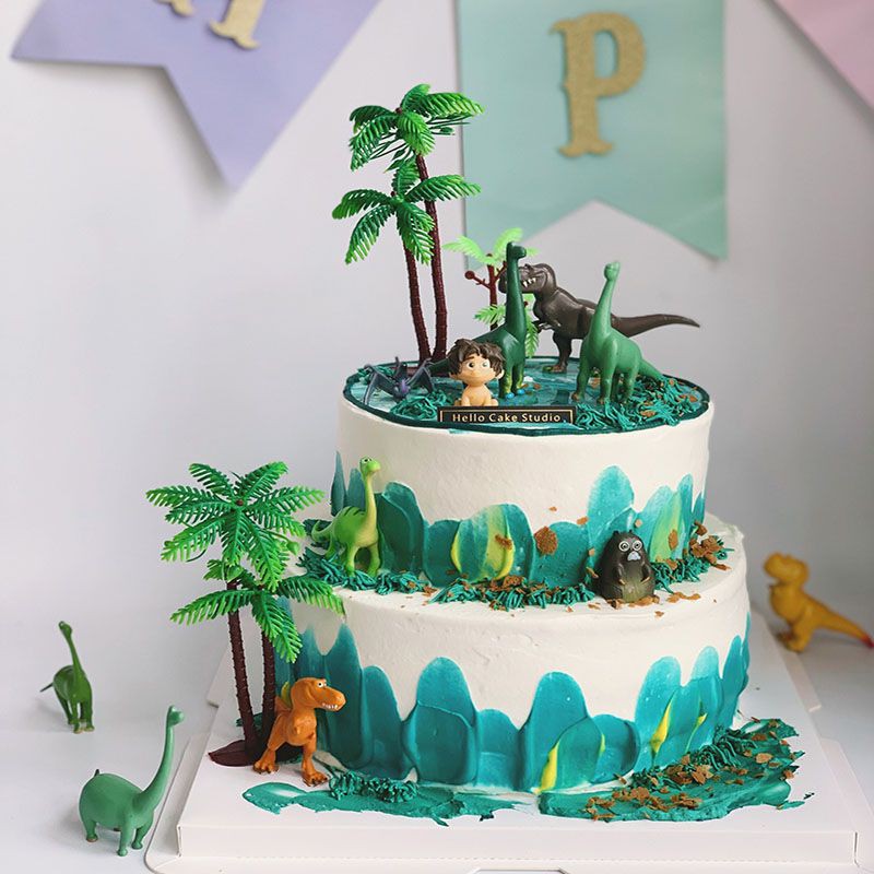 Bộ 12 mô hình nhân vật khủng long mini xinh xắn trang trí bánh