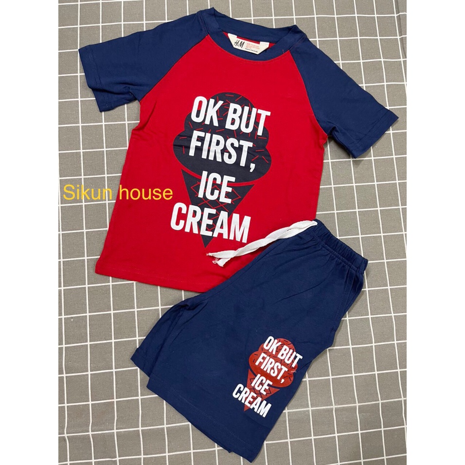 Bộ quần áo H&M ngắn tay cho bé trai màu đỏ