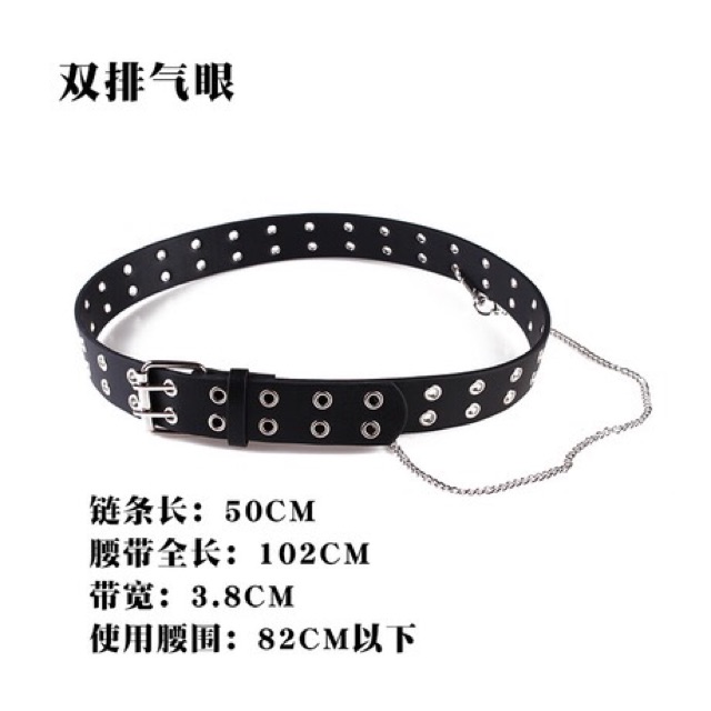 Thắt lưng dây xích 2 hàng lỗ (hàng có sẵn)