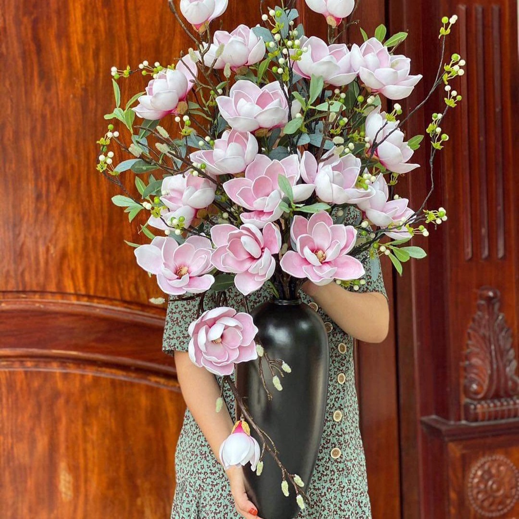 Lọ hoa Bình hoa decor trang trí dáng vintage - Gốm sứ Bát Tràng cao cấp - Đen