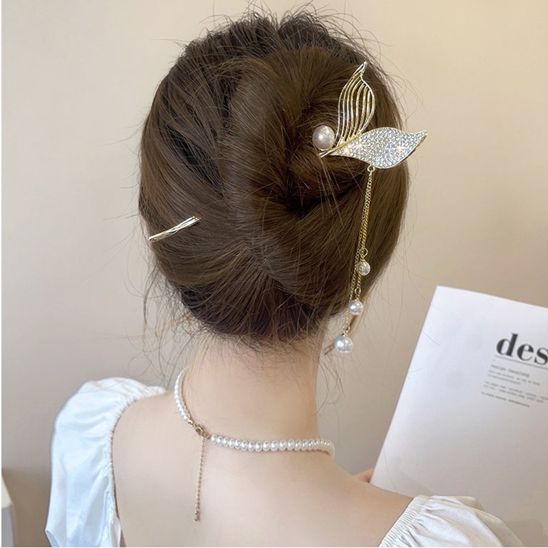 Trâm Cài Tóc Đuôi Nàng Tiên Cá Phối Tua Rua Thời Trang Cho Nữ