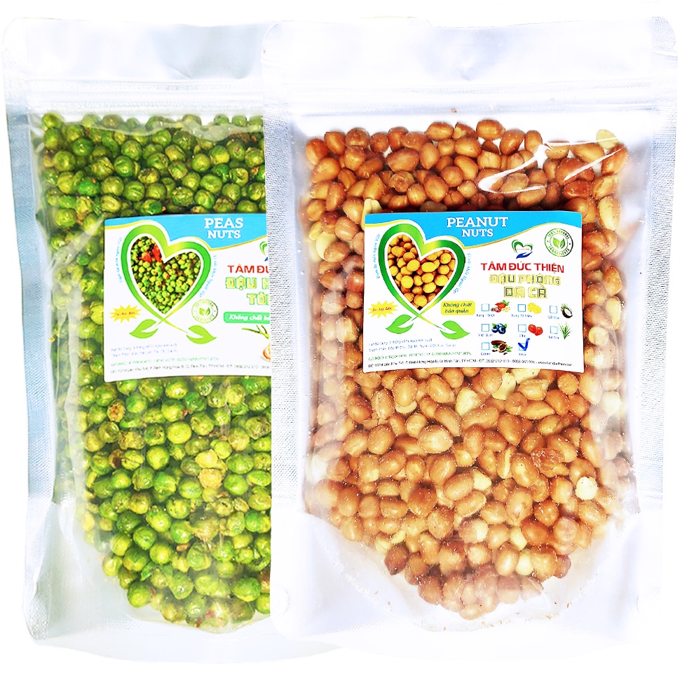 [Mã BMBAU50 giảm 7% đơn 99K] Combo 1KG: Đậu Phộng Rang Muối và Hà Lan Rang Tỏi Ớt Tâm Đức Thiện (2 x Túi 500GR)