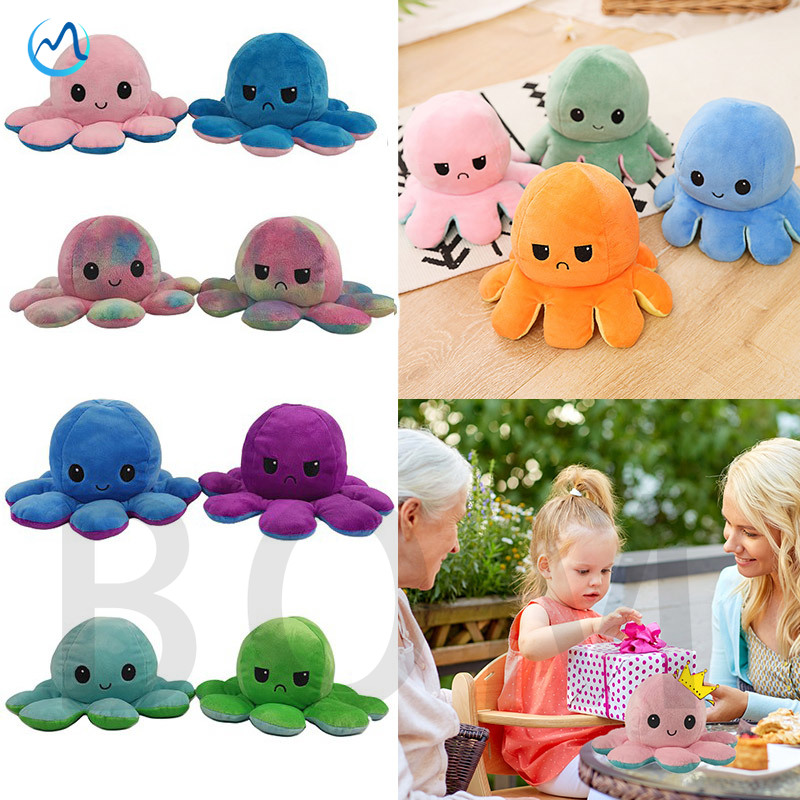 20/30/40cm Tiktok Reversible Flip Octopus Stuffed  Plush Doll Soft Simulation Reversible Plush Toy Double-sided Color Flip