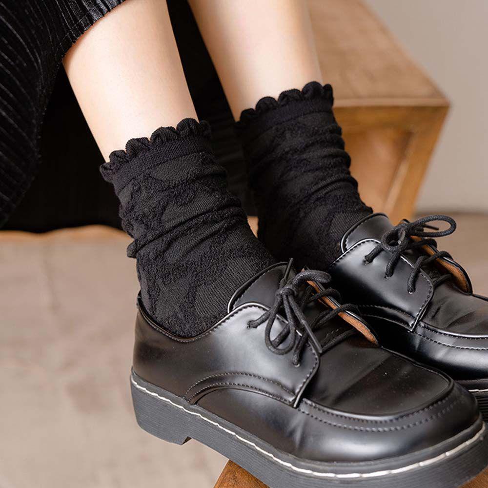 Vớ Cotton Họa Tiết Sọc Caro Trắng Đen Phong Cách Lolita Hàn Quốc Cho Nữ
