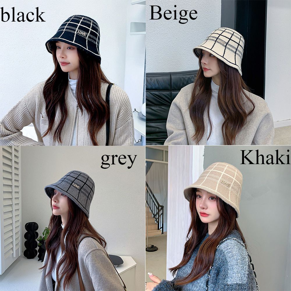 Nón bucket dệt kim giả len phong cách cổ điển đơn giản thời trang thu đông mới cho nữ