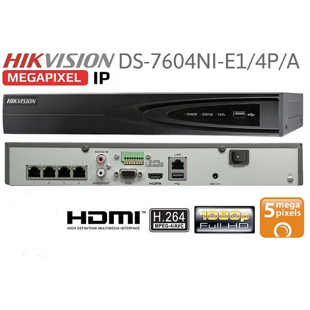 Đầu ghi hình camera IP 4 kênh Hikvision DS-7604NI-E1