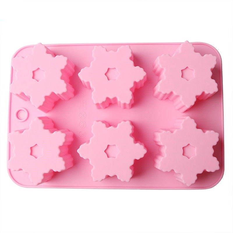 Khuôn silicon hình hoa tuyết 6 ô cỡ 25.5*17.5cm dùng làm xà phòng
