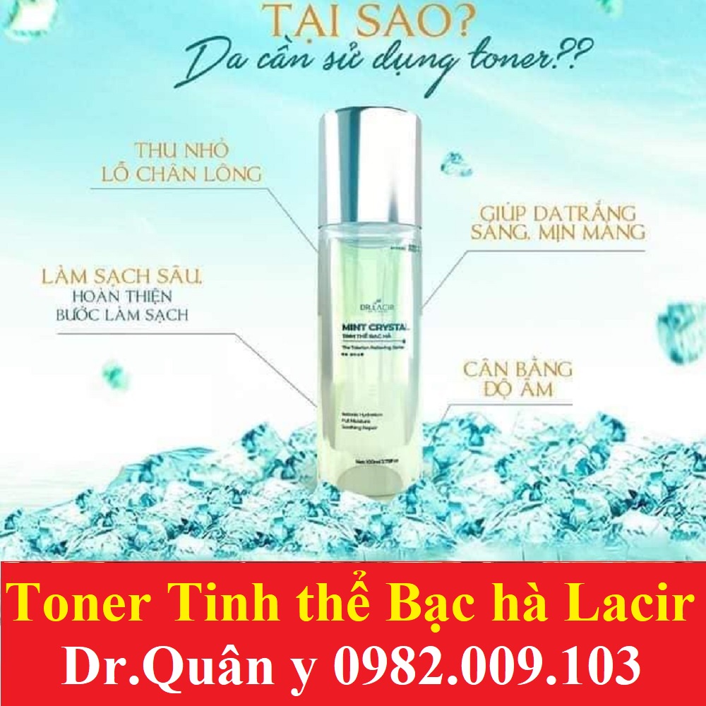 Toner Tinh Thể Bạc Hà Drlacir,Chai 100ml,Giúp Co Nhỏ Lỗ Chân Lông, Cân Bằng Ẩm ,cấp ẩm cho da